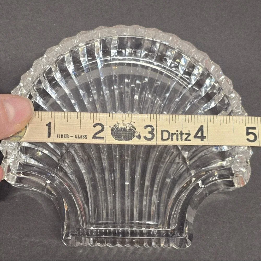 Vintage Waterford Crystal Scalloped Sea Shell Jewelry Trinket Vanity Dish